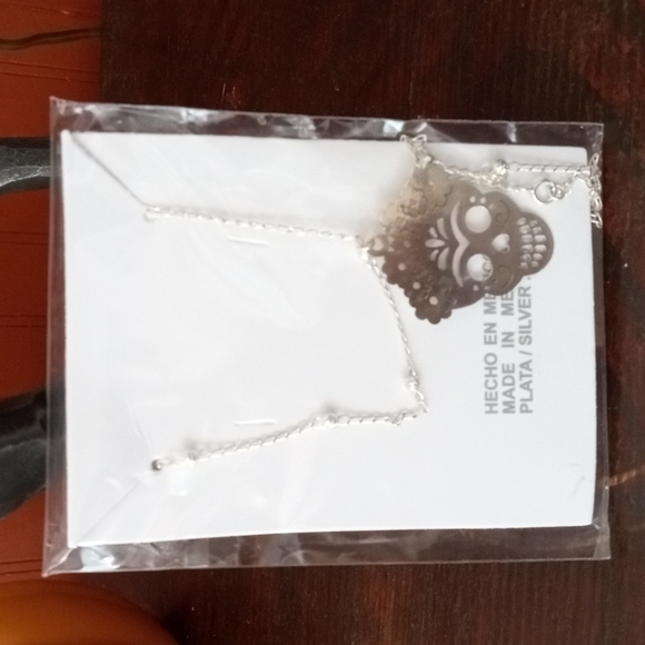Sterling silver Halloween!!!  Sugar skull Day of dead skull necklace - Picture 8 of 11